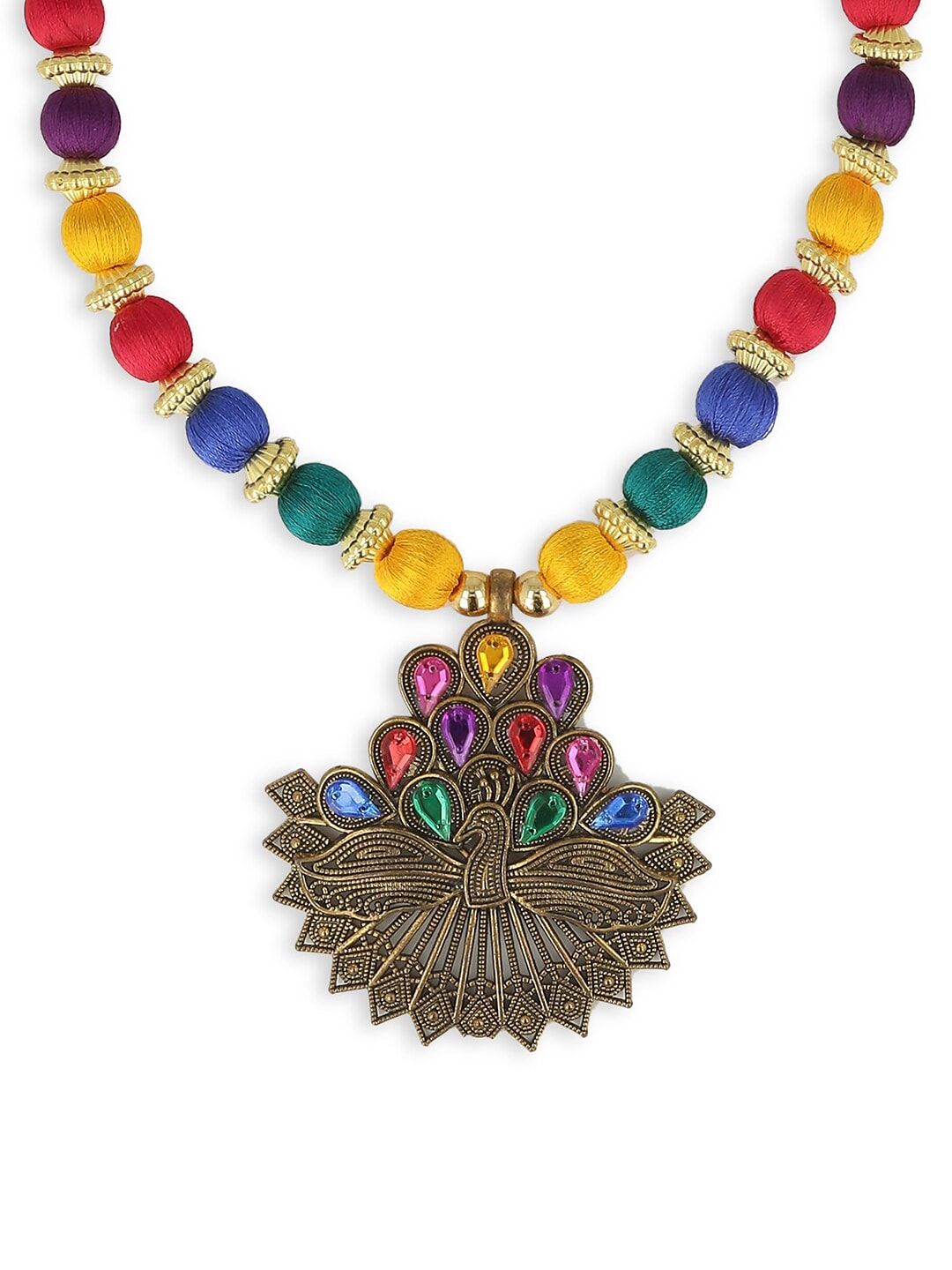AKSHARA Women Multicoloured Brass Handcrafted Necklace Price in India
