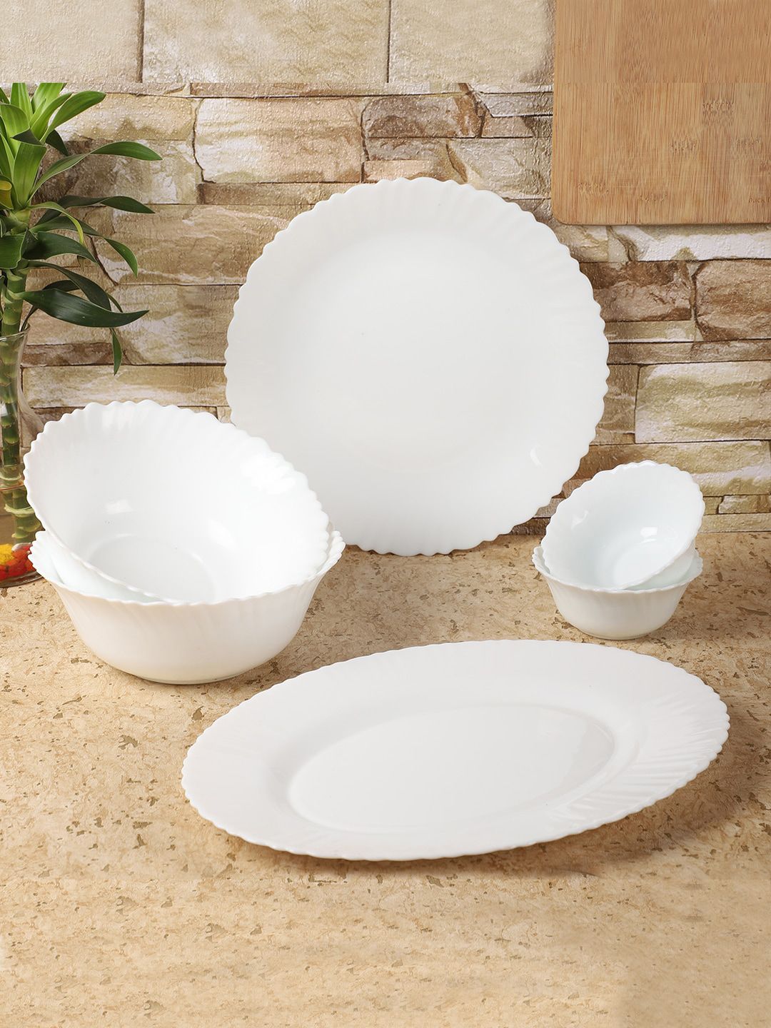 CDI White Solid Opalware 15 Pieces Dinner Set Price in India