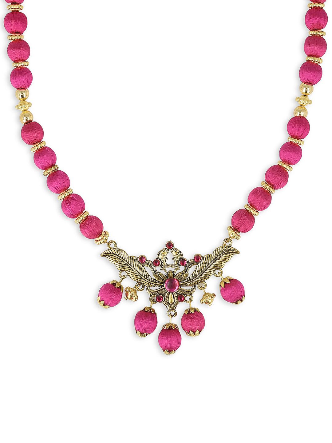 AKSHARA Women Pink Brass Handcrafted Necklace Price in India
