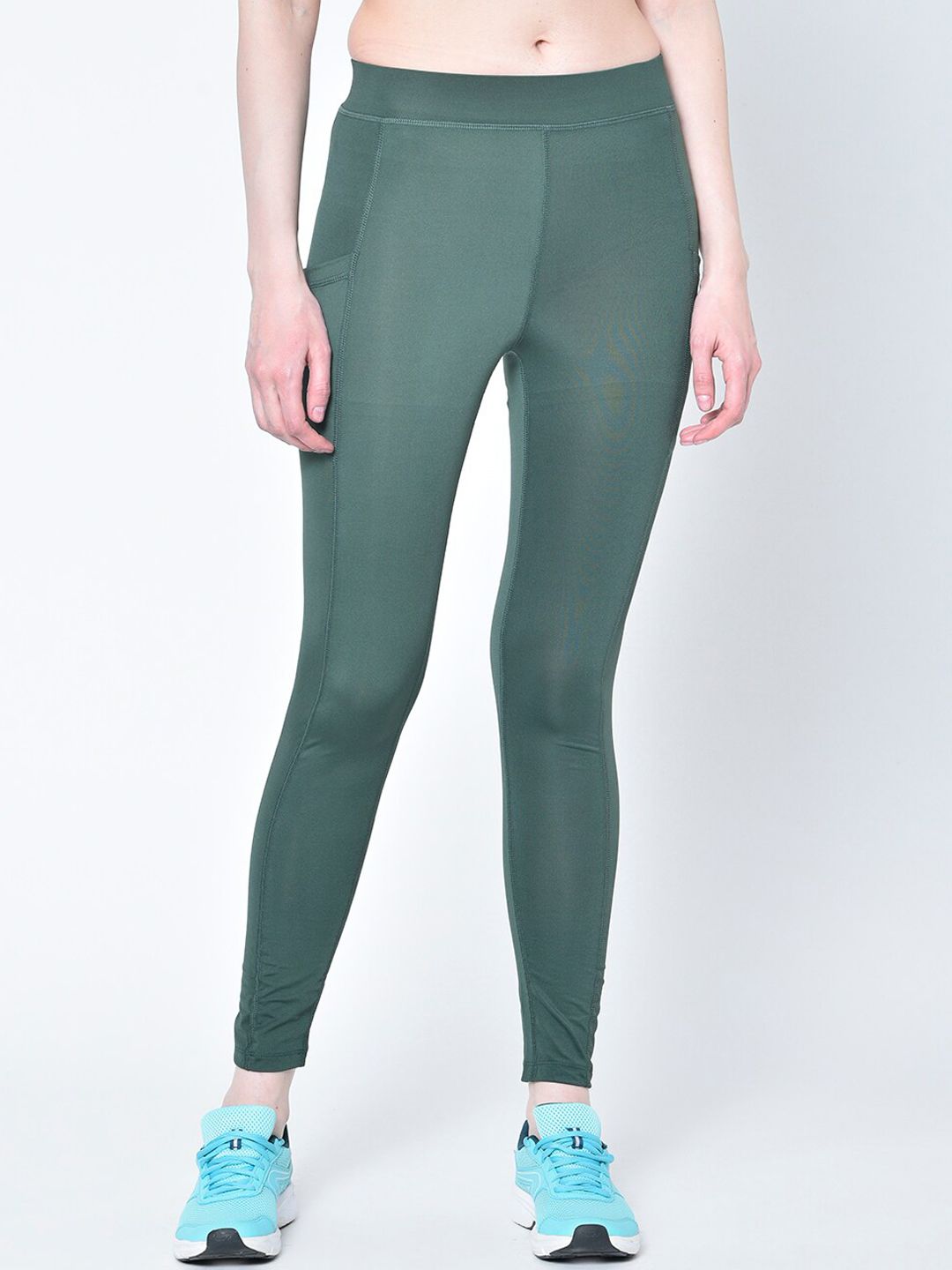 Chkokko Women Green Solid Stretchable Yoga Tights Price in India