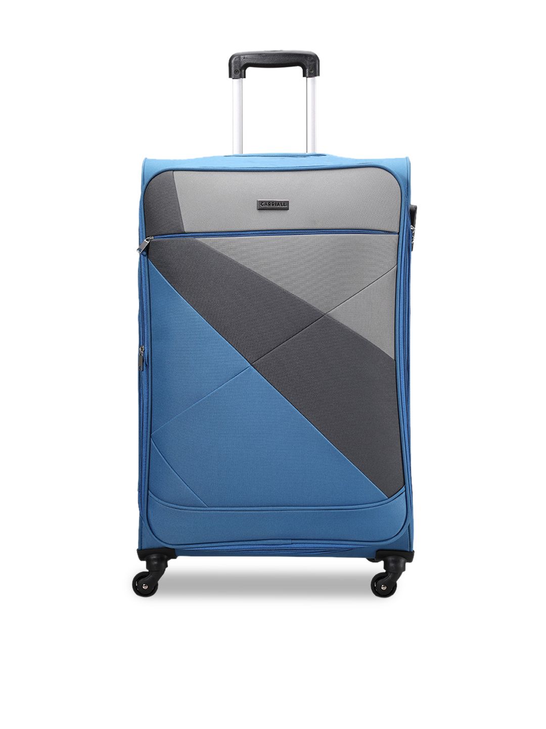 CARRIALL Blue & Grey Soft-Sided Large Trolley Suitcase Price in India