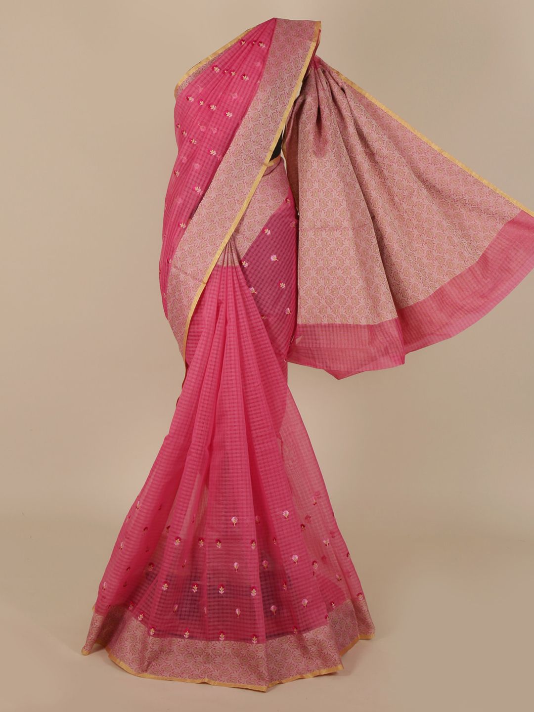 Pothys Pink Woven Design Cotton Blend Saree