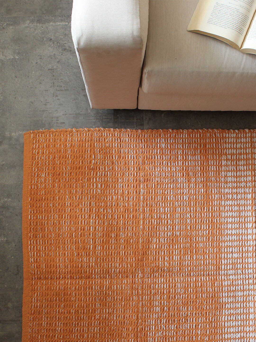 House This Unisex Orange Printed Floor Mat Price in India