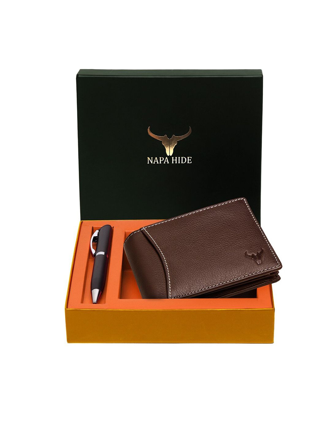 NAPA HIDE Men Brown RFID Protected Genuine Leather Accessory Gift Set