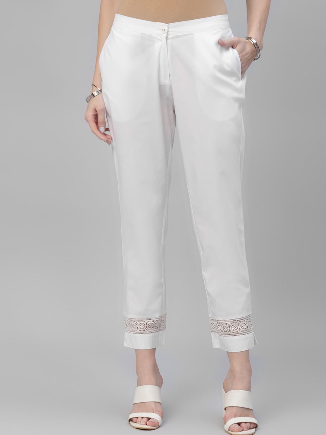 Libas Women White Trousers Price in India
