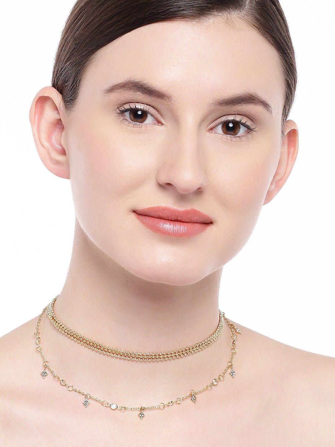 OOMPH Women Gold-Toned Layered Choker Necklace Price in India