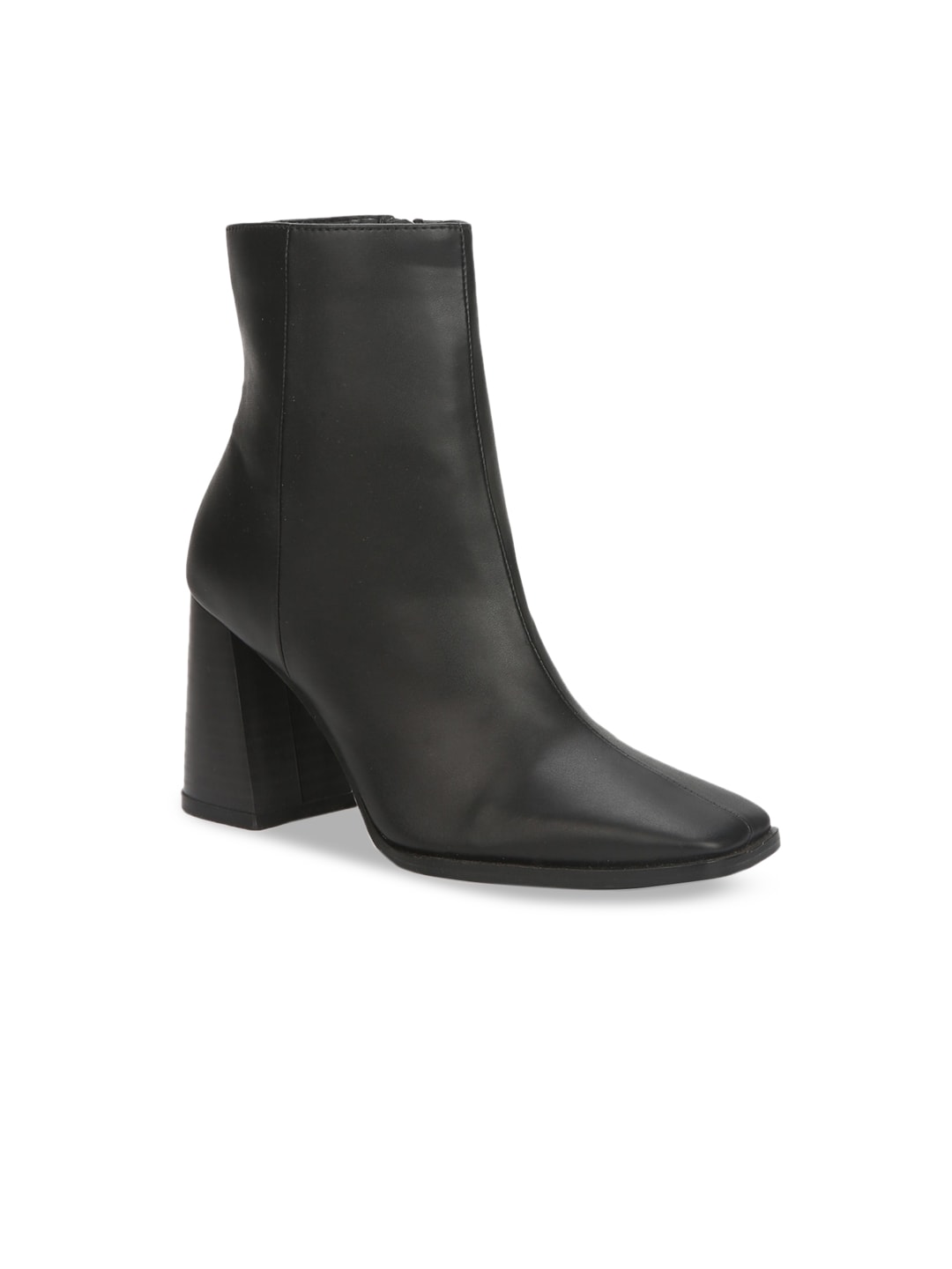 Truffle Collection Women Black Solid Heeled Boots Price in India