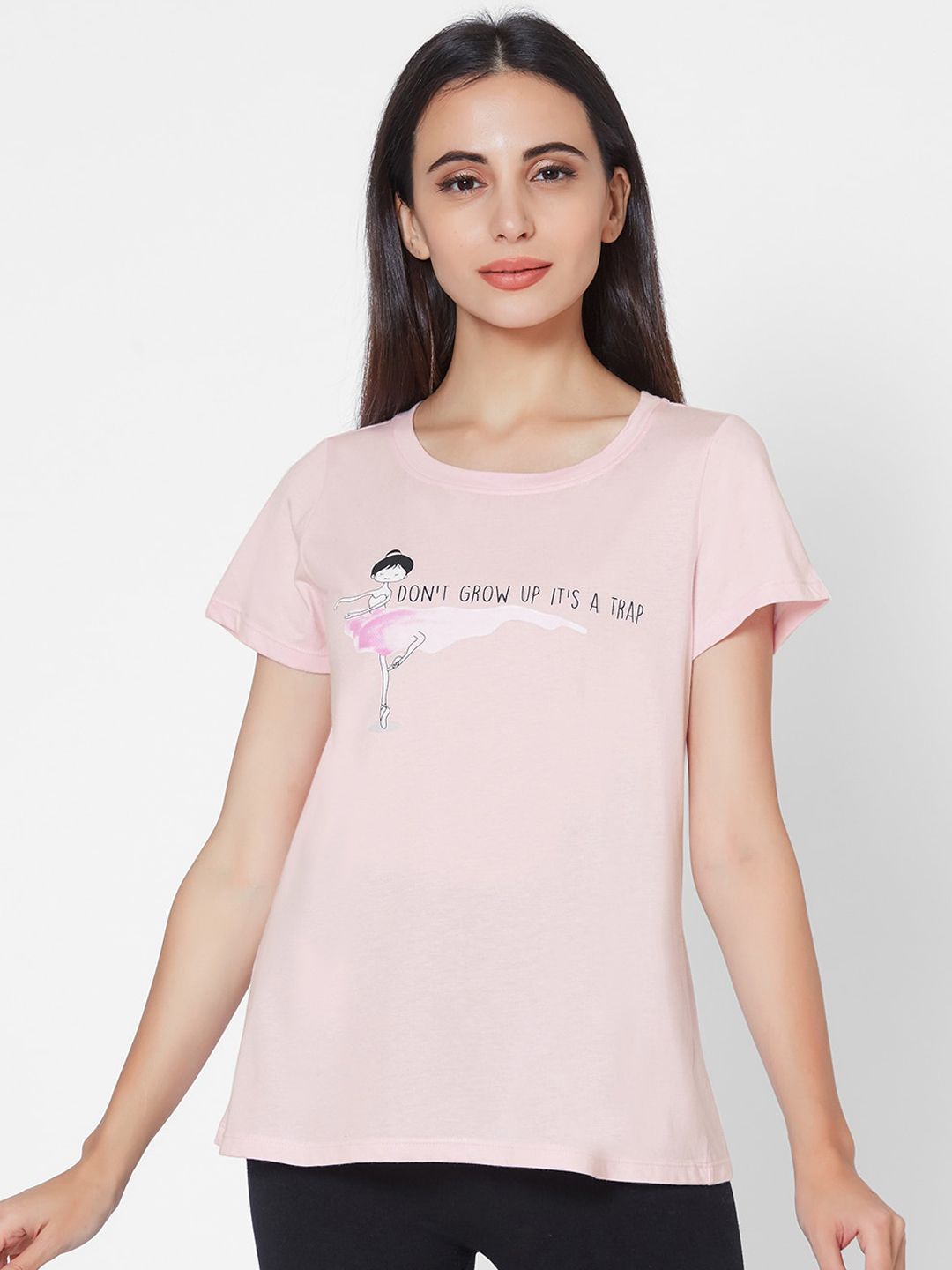 Soie Women Pink Printed Lounge T-shirt Price in India