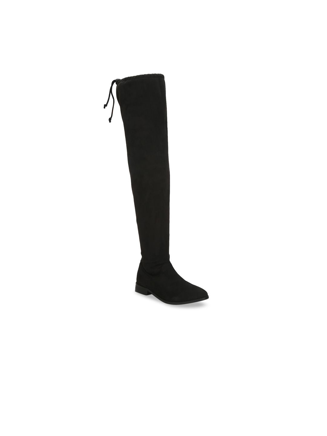 Truffle Collection Women Black Solid Heeled Boots Price in India