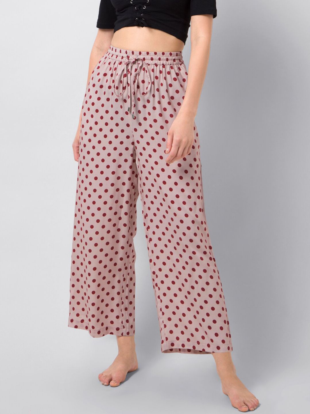 FabAlley Women Red & Pink Printed Lounge Pants BOT00550A Price in India