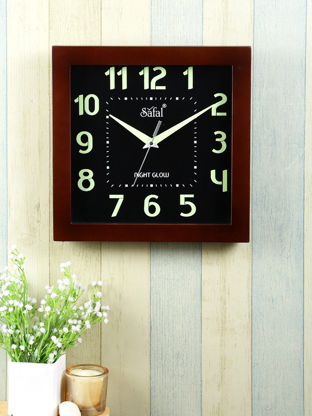 Safal Brown & Green Solid 30cm Analogue Wall Clock Price in India