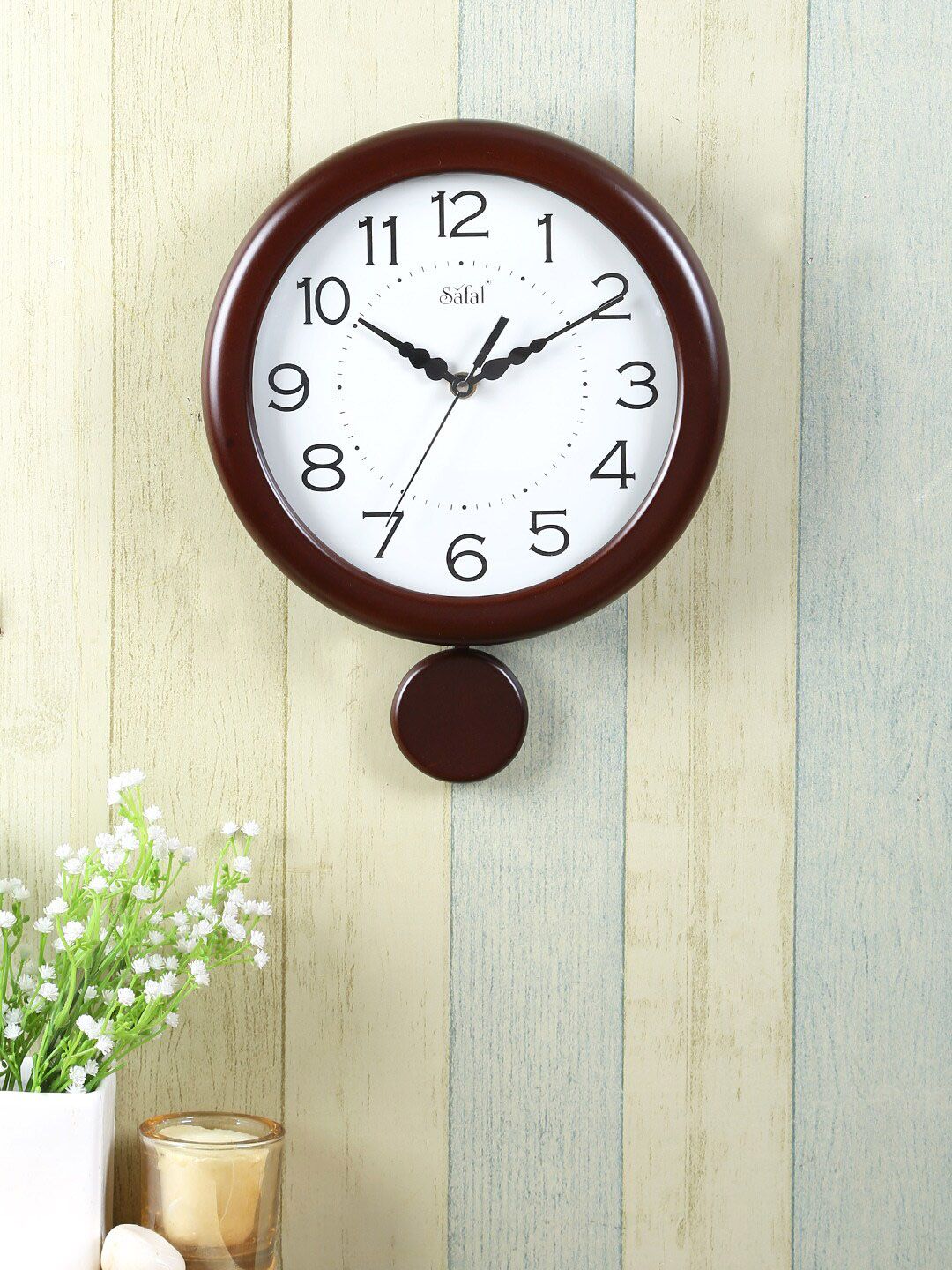 Safal Brown Solid Analogue Wall Clock Price in India
