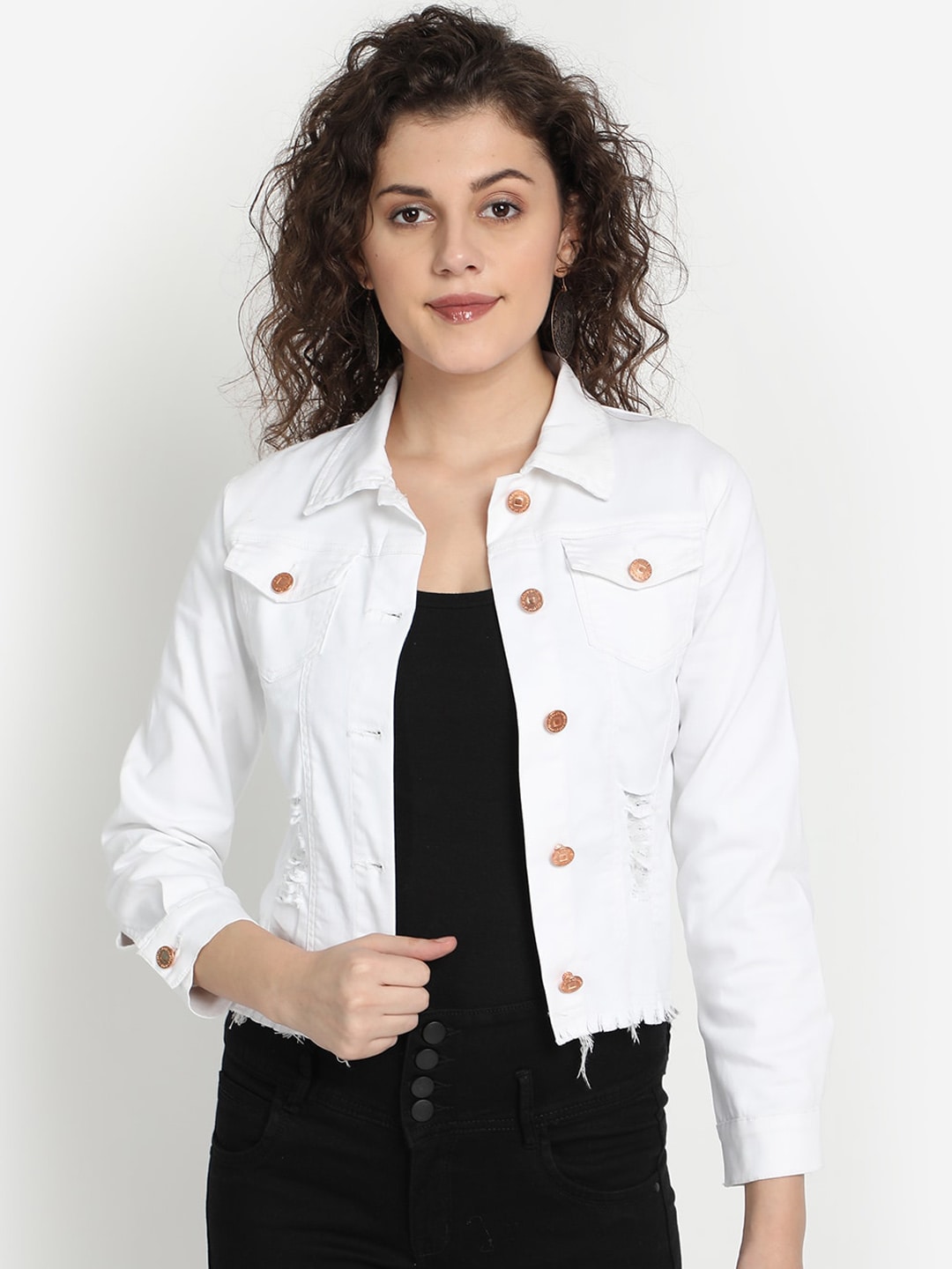 River Of Design Jeans Women White Solid Lightweight Denim Jacket Price in India