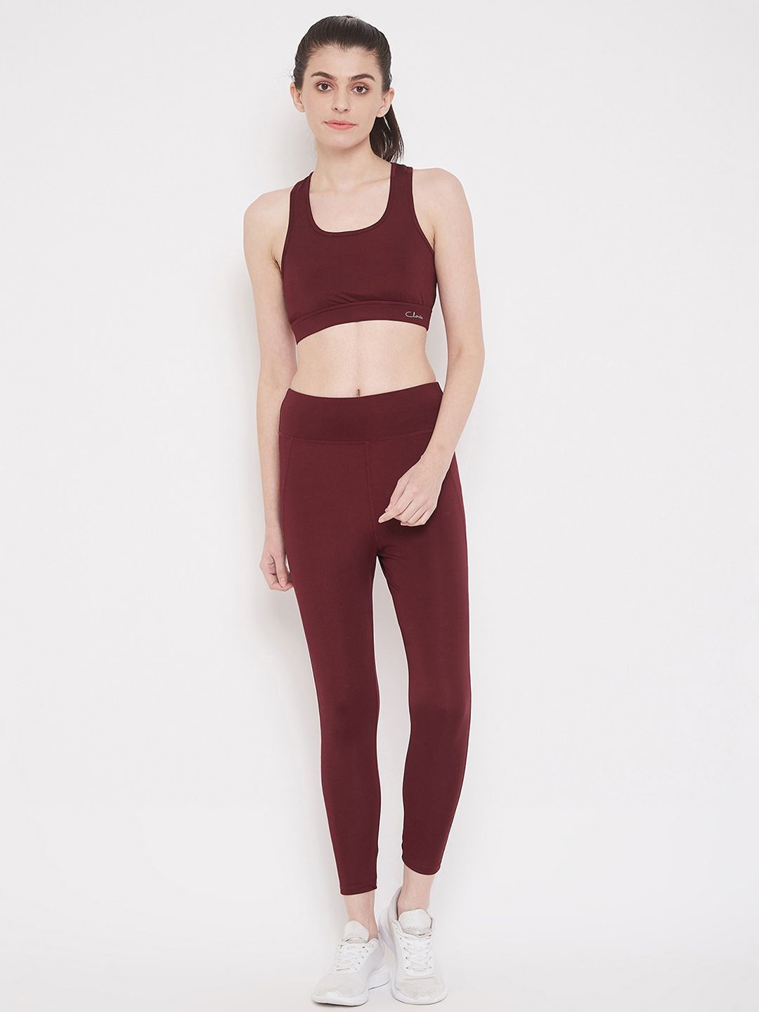 Clovia Women Maroon Solid Tracksuit Price in India