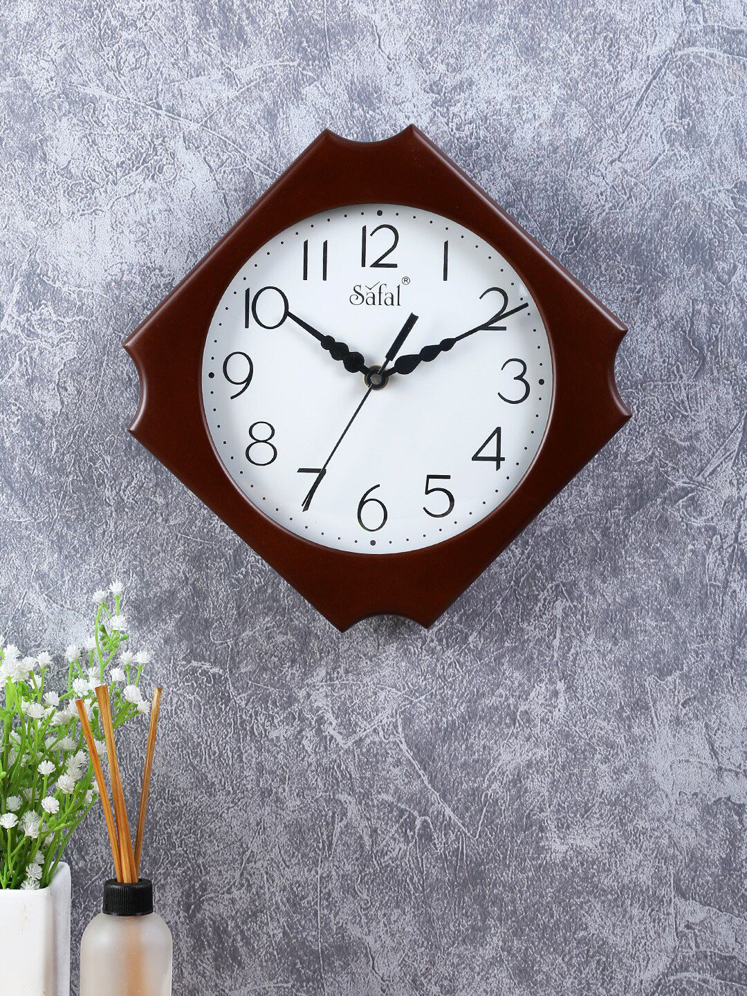Safal Brown Wooden Cut Cornered Analogue Kitchen Clock Price in India
