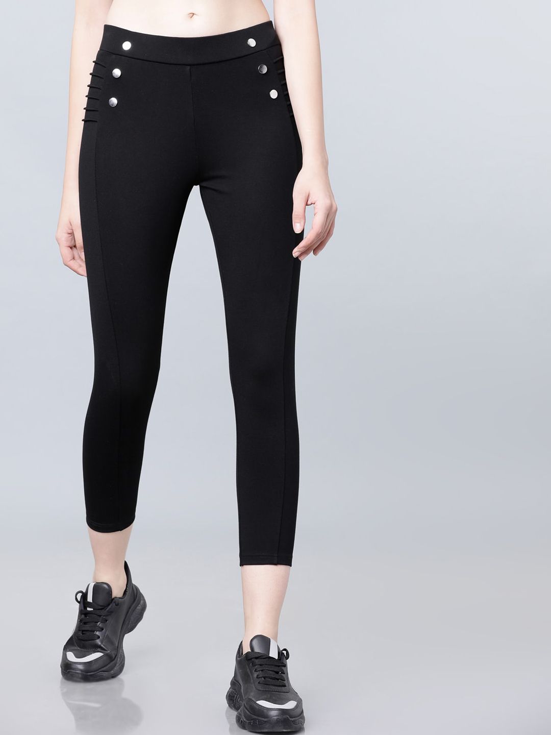 Tokyo Talkies Women Black Slim Fit Solid Regular Trousers Price in India