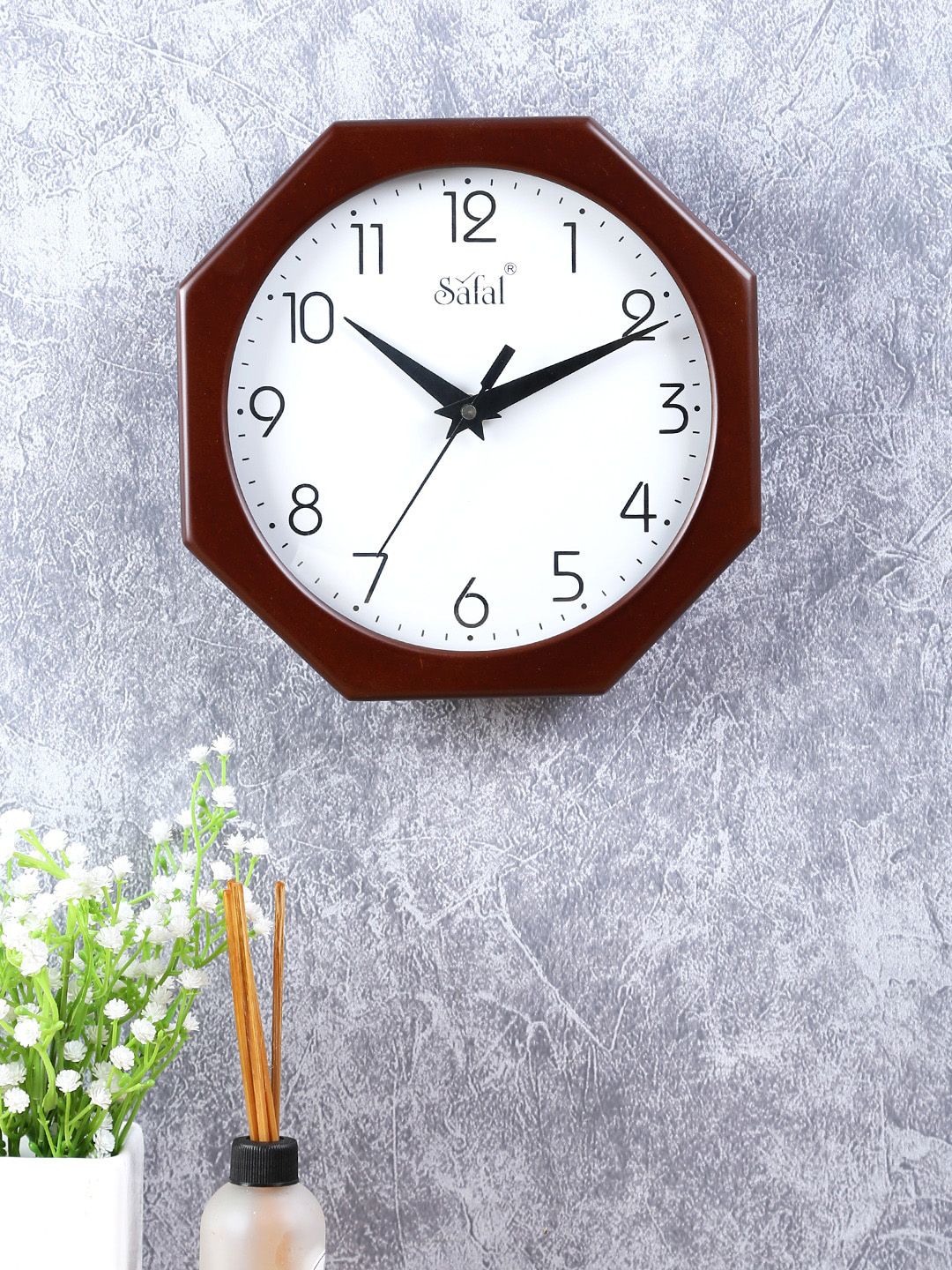 Safal Brown & Black Solid 20cm Analogue Wall Clock Price in India