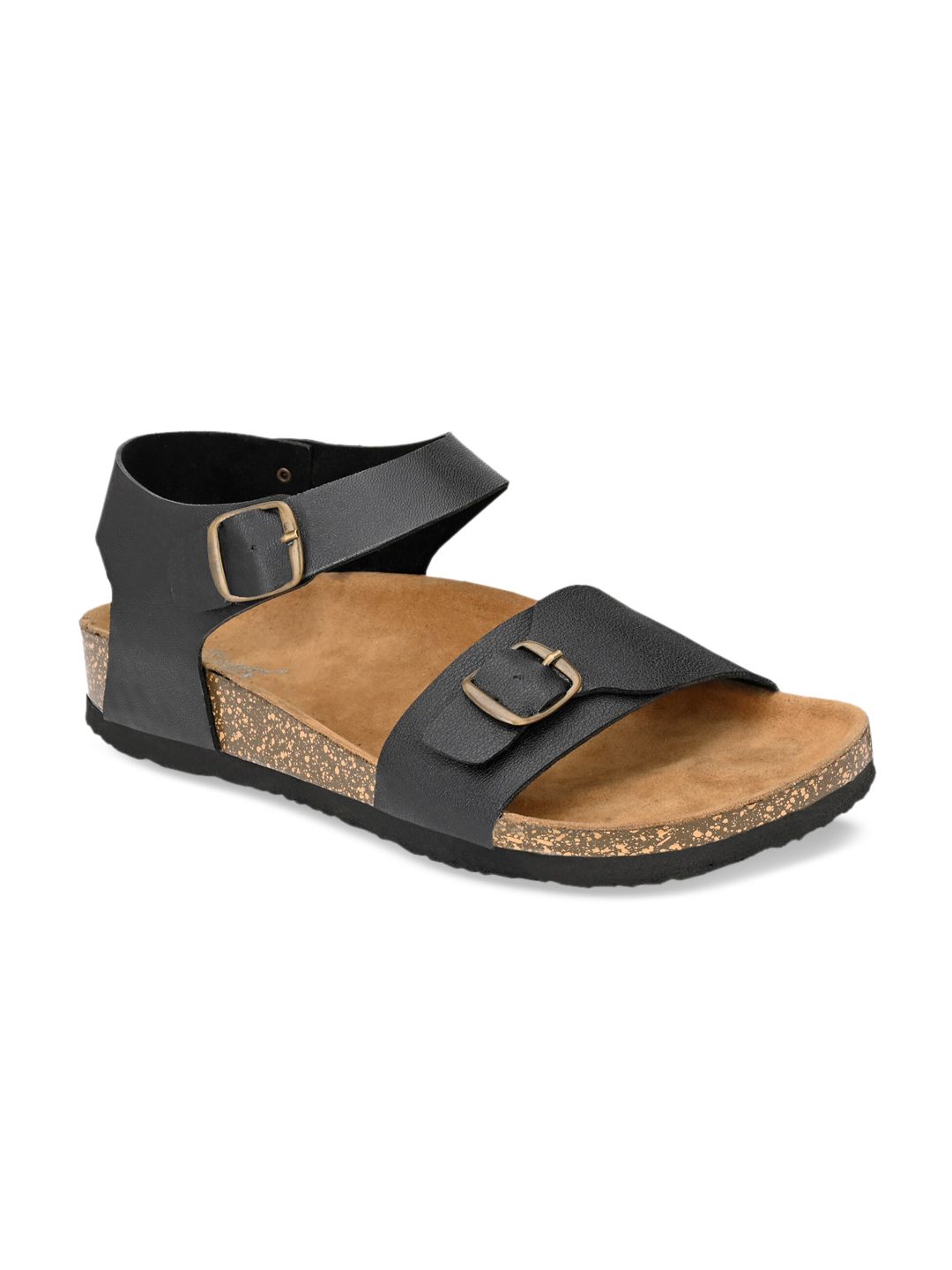 Roadster Men Black & Brown Solid Comfort Sandals