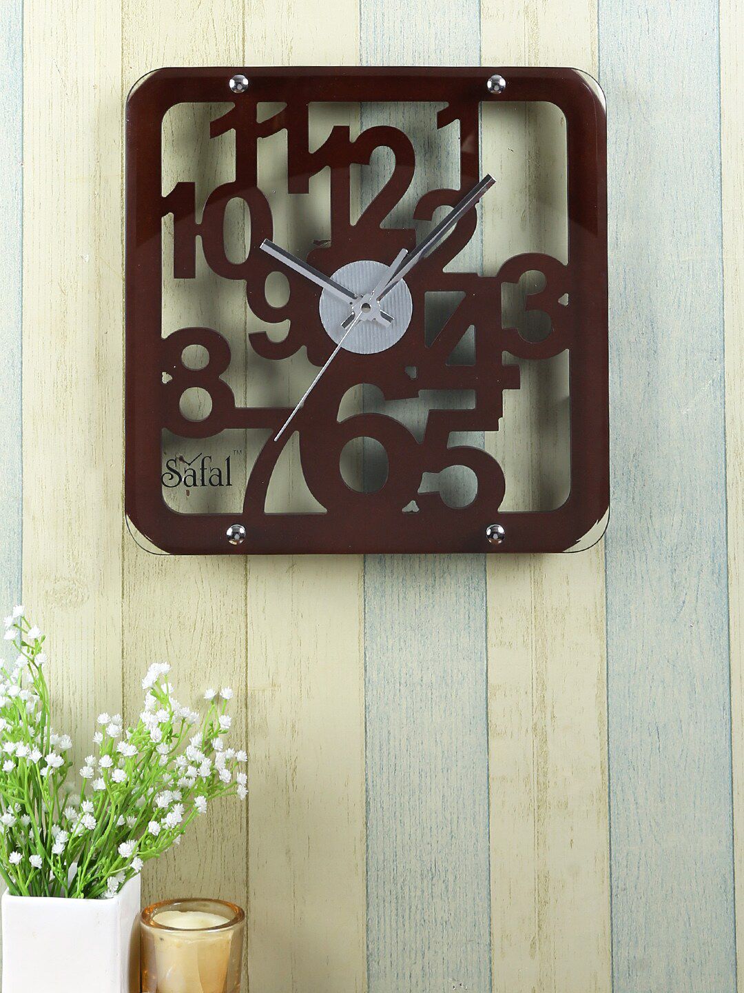 Safal Brown & Transparent Solid 30cm Majestic Wall Clock Price in India
