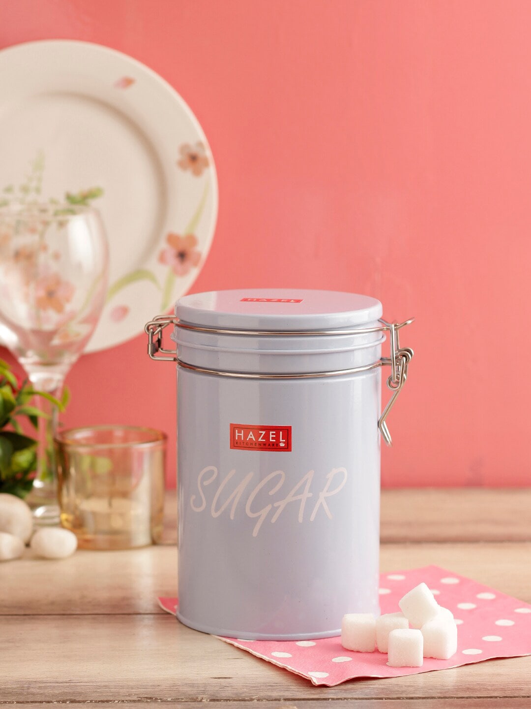 HAZEL Blue Round Sugar Storage Canister Container Price in India