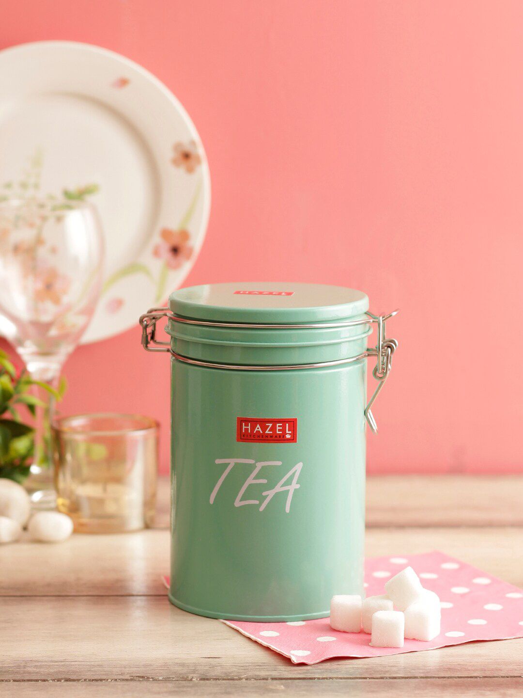 HAZEL Green Round Shaped Tea Storage Container Price in India