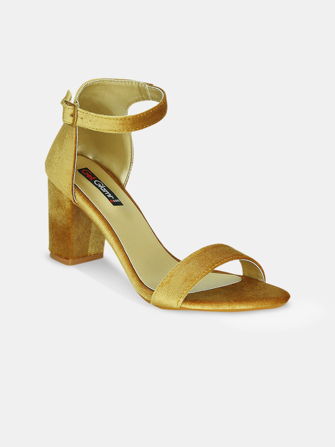 Get Glamr Women Gold-Toned Solid Block Heels Price in India