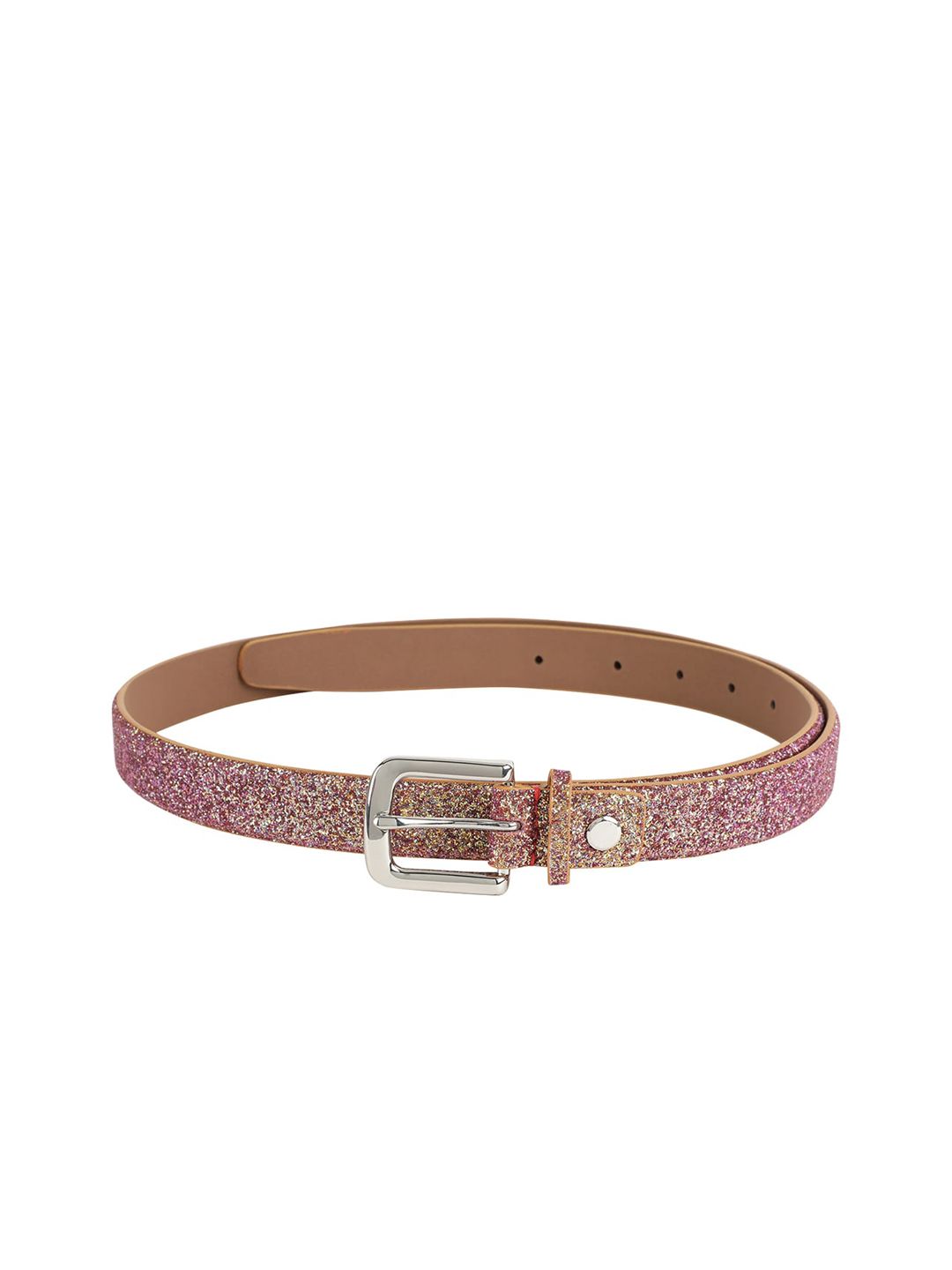 Alvaro Castagnino Women Pink Shimmery Textured Belt Price in India