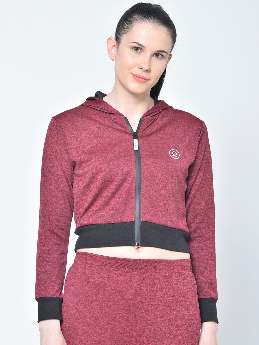 Chkokko Women Maroon Solid Sporty Jacket Price in India