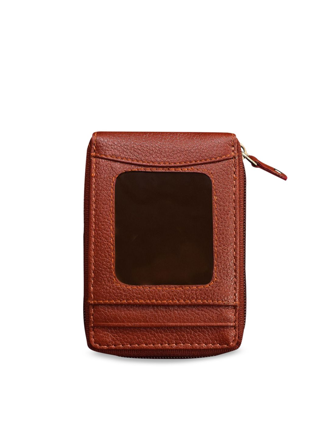 ABYS Unisex Brown Solid Genuine Leather Zip Around Wallet Price in India