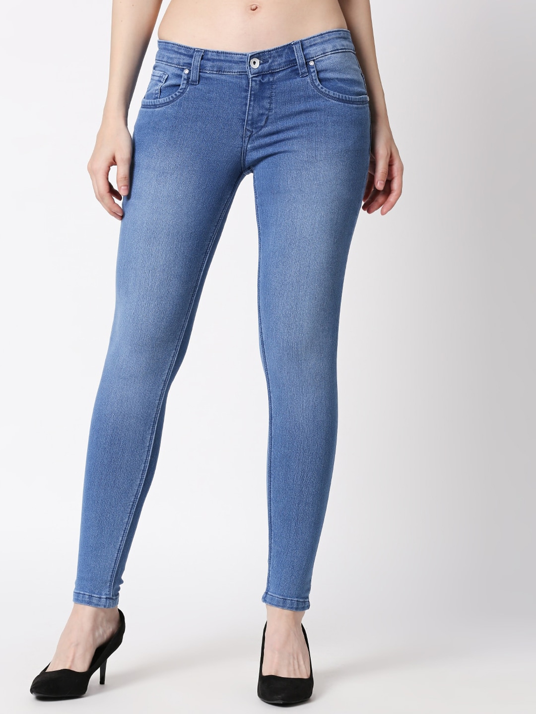 High Star Women Blue Super Skinny Fit Mid-Rise Clean Look Stretchable Jeans Price in India