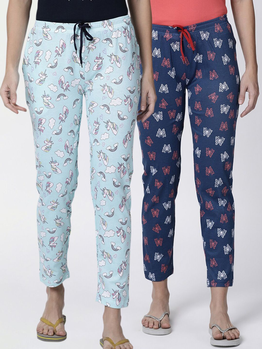 Kryptic Multicoloured Set of 2 Printed Lounge Pants Price in India