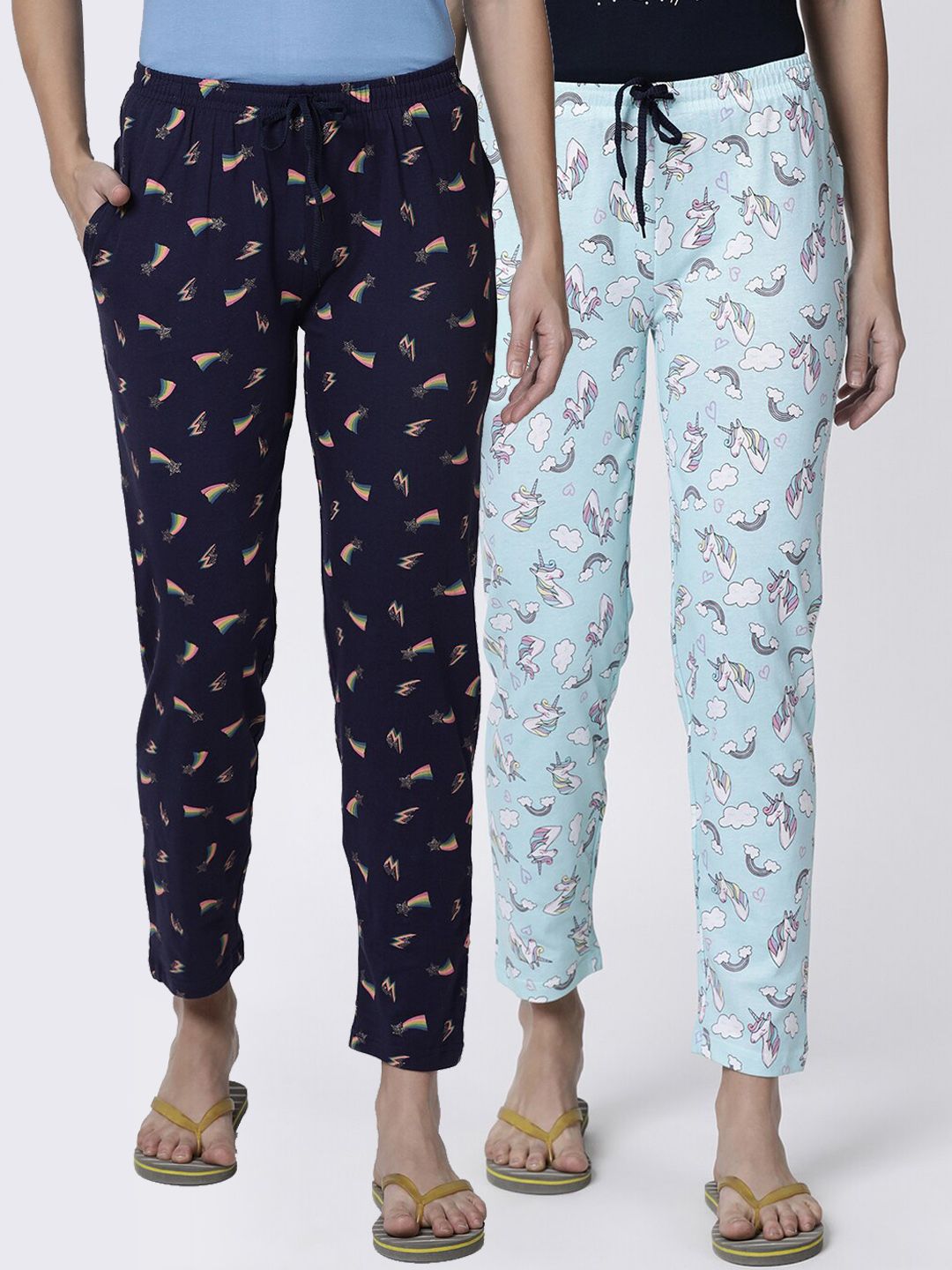 Kryptic Women Pack Of 2 Printed Lounge Pants Price in India