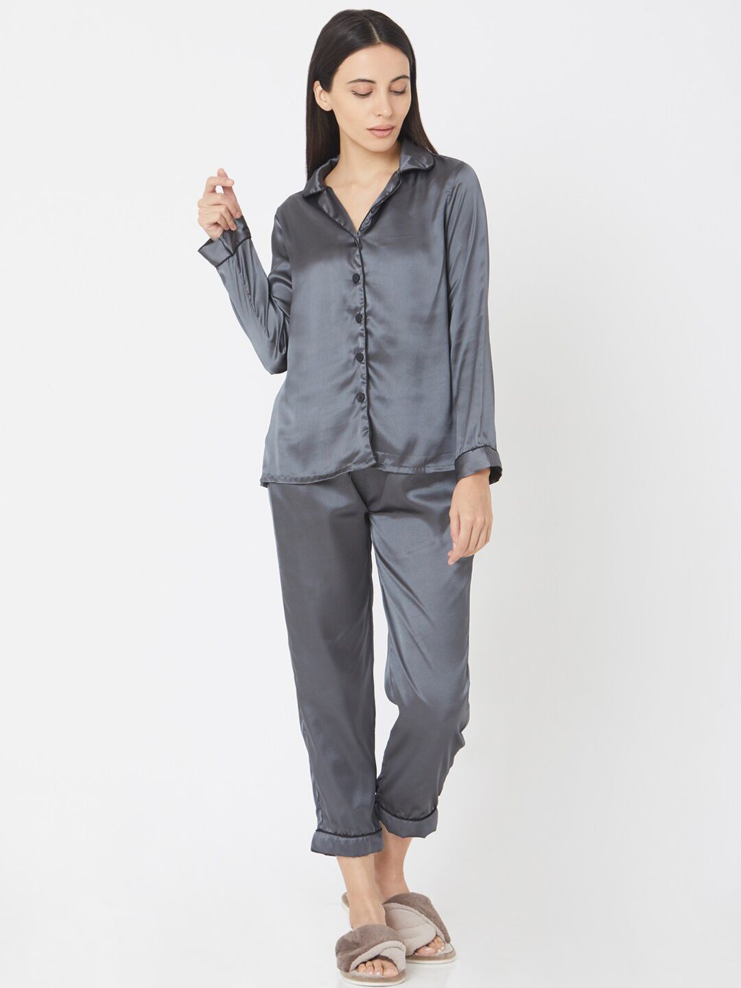 Smarty Pants Women Grey Night suit Price in India