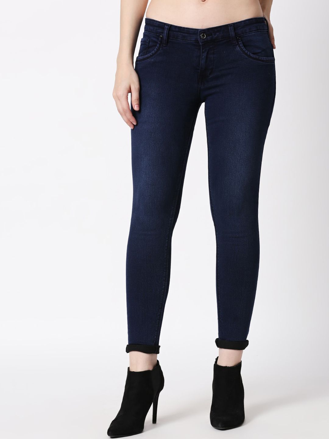 High Star Women Blue Slim Fit Mid-Rise Clean Look Stretchable Jeans Price in India