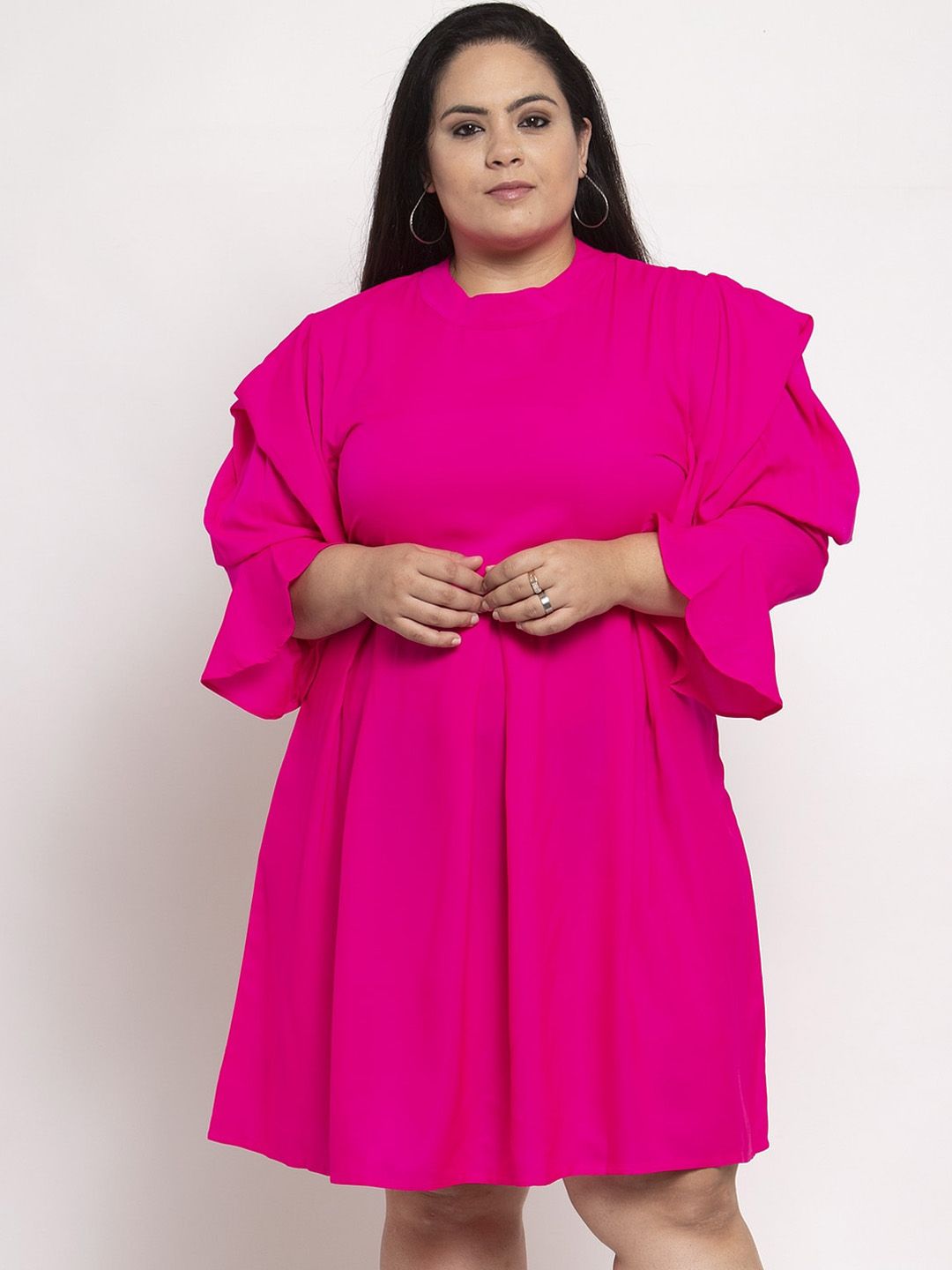 Flambeur Women Pink Solid A-Line Dress Price in India