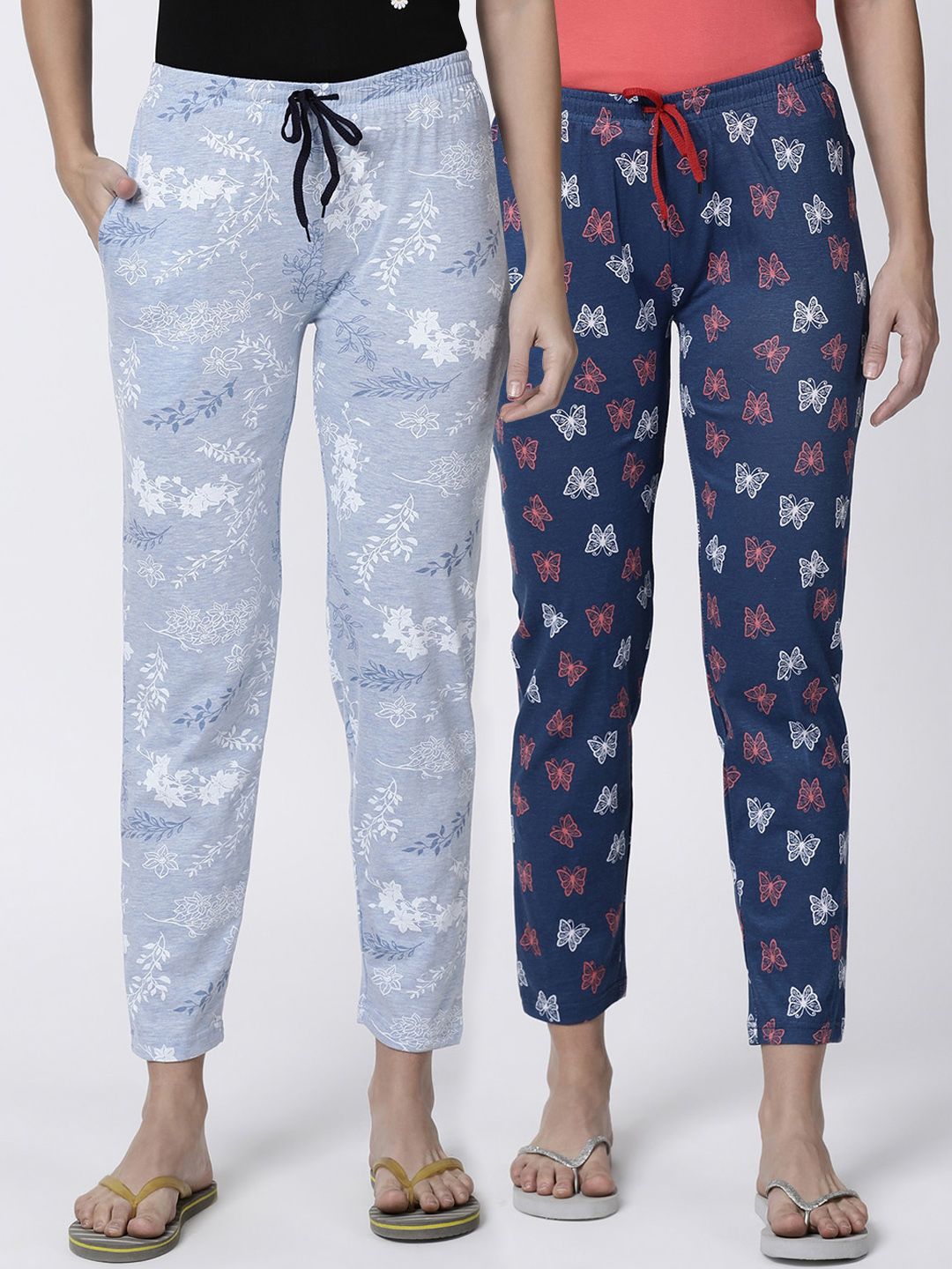 Kryptic Women Multicolored Set of 2 Printed Lounge Pants Price in India