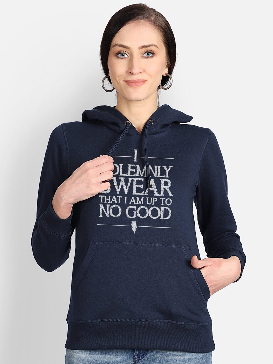 Free Authority Women Blue Harry Potter Print Hooded Sweatshirt Price in India