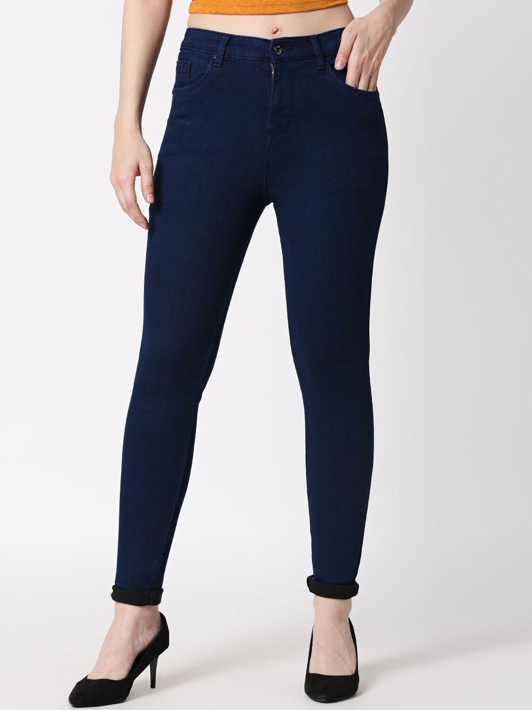 High Star Women Blue Slim Fit High-Rise Clean Look Stretchable Jeans Price in India