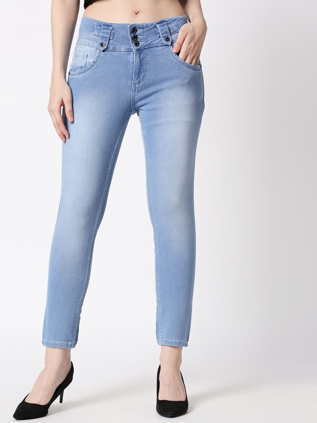 High Star Women Blue Skinny Fit Mid-Rise Clean Look Stretchable Jeans Price in India