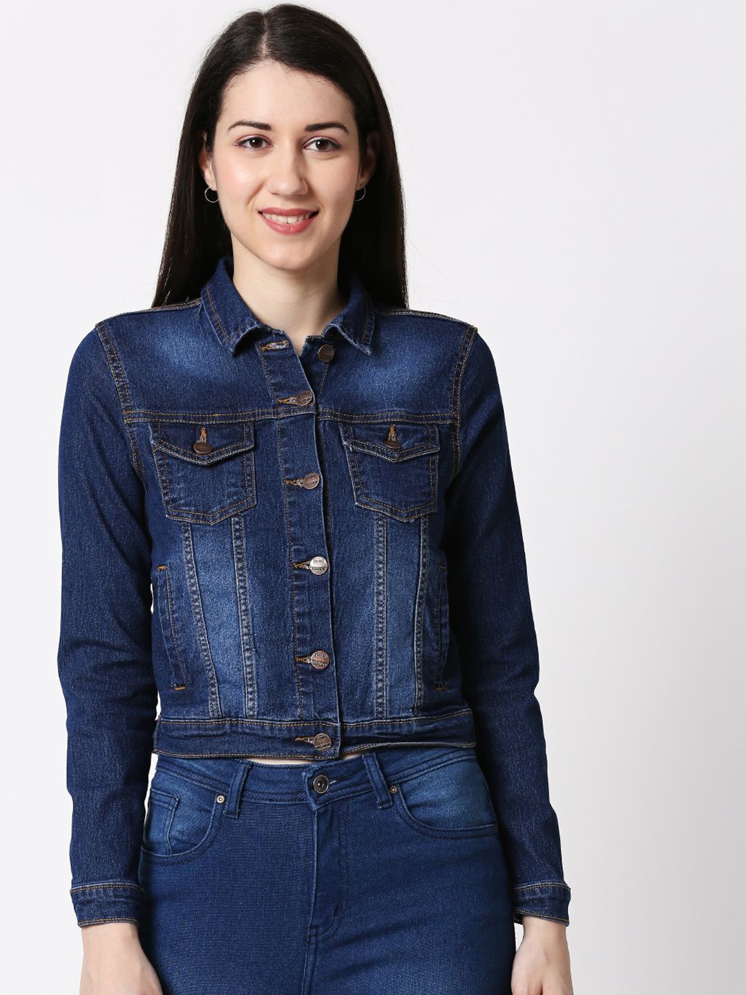 High Star Women Blue Solid Denim Jacket Price in India