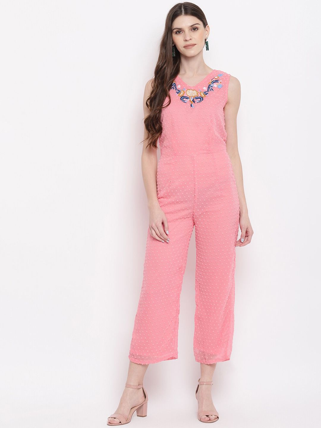 Mayra Women Pink Solid Jumpsuit Price in India