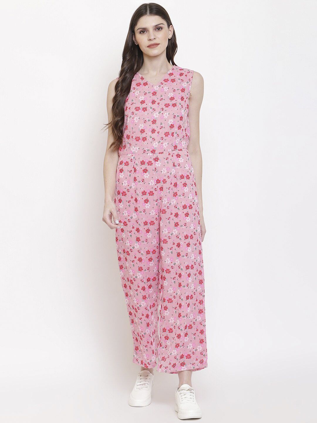 Mayra Women Pink Printed Basic Jumpsuit Price in India