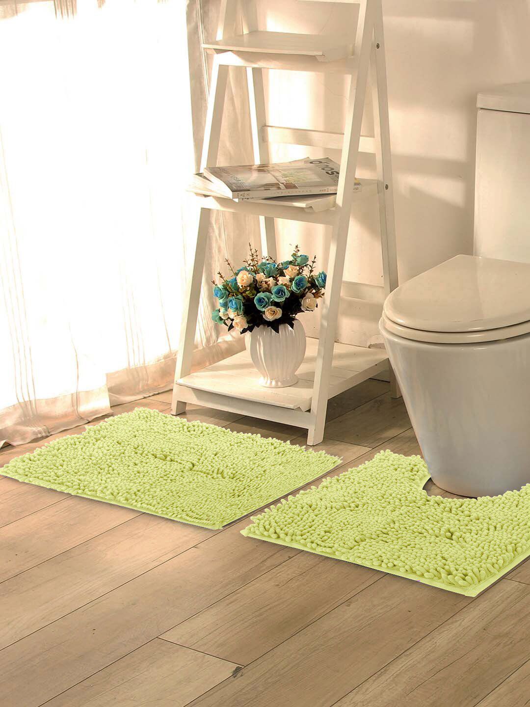 Lushomes Set Of 2 Green Solid Bath Rug & Contour Set Price in India