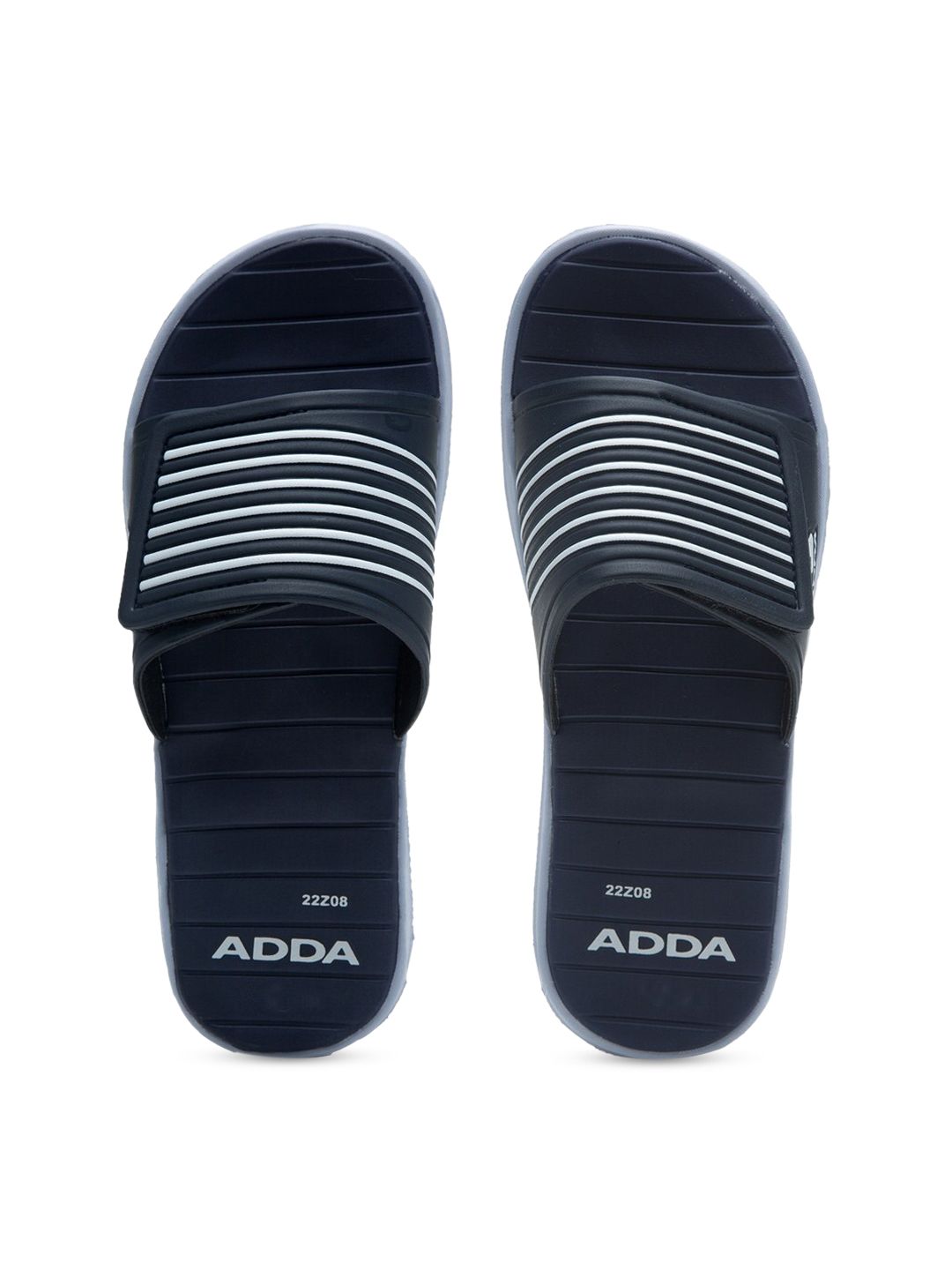 Adda Men Navy Blue & White Striped Sliders