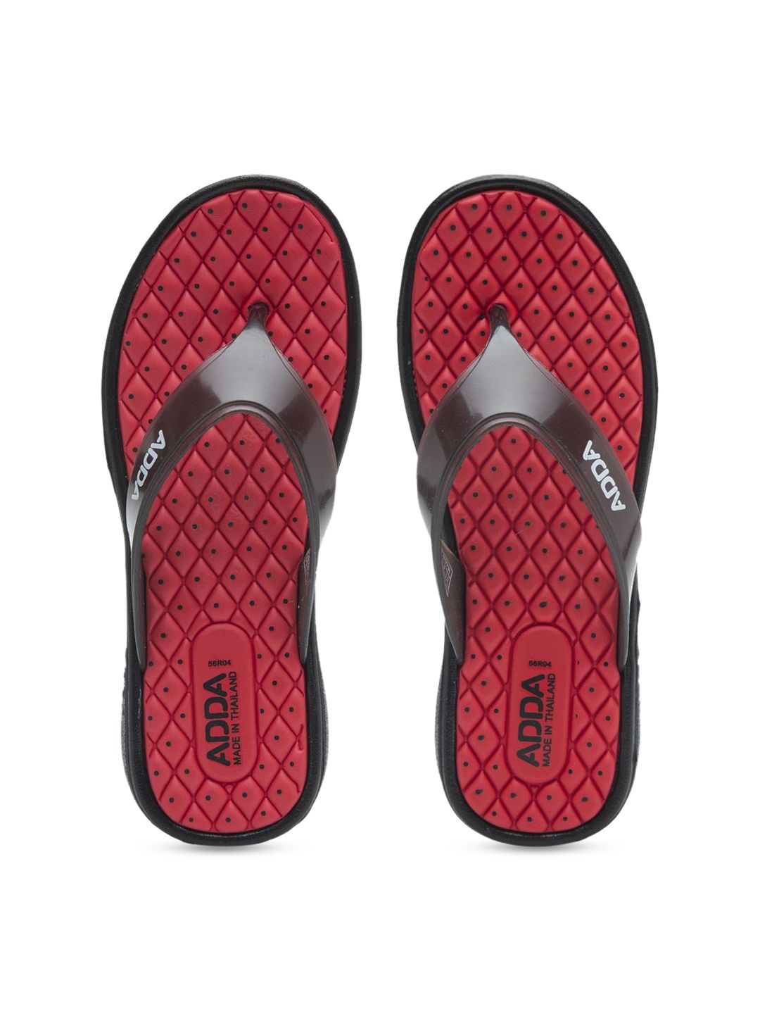 Adda Women Red & Black Self Design Thong Flip-Flops Price in India