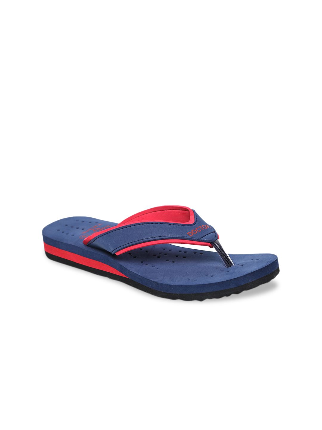 TRASE Women Blue & Red Colourblocked Thong Flip-Flops Price in India