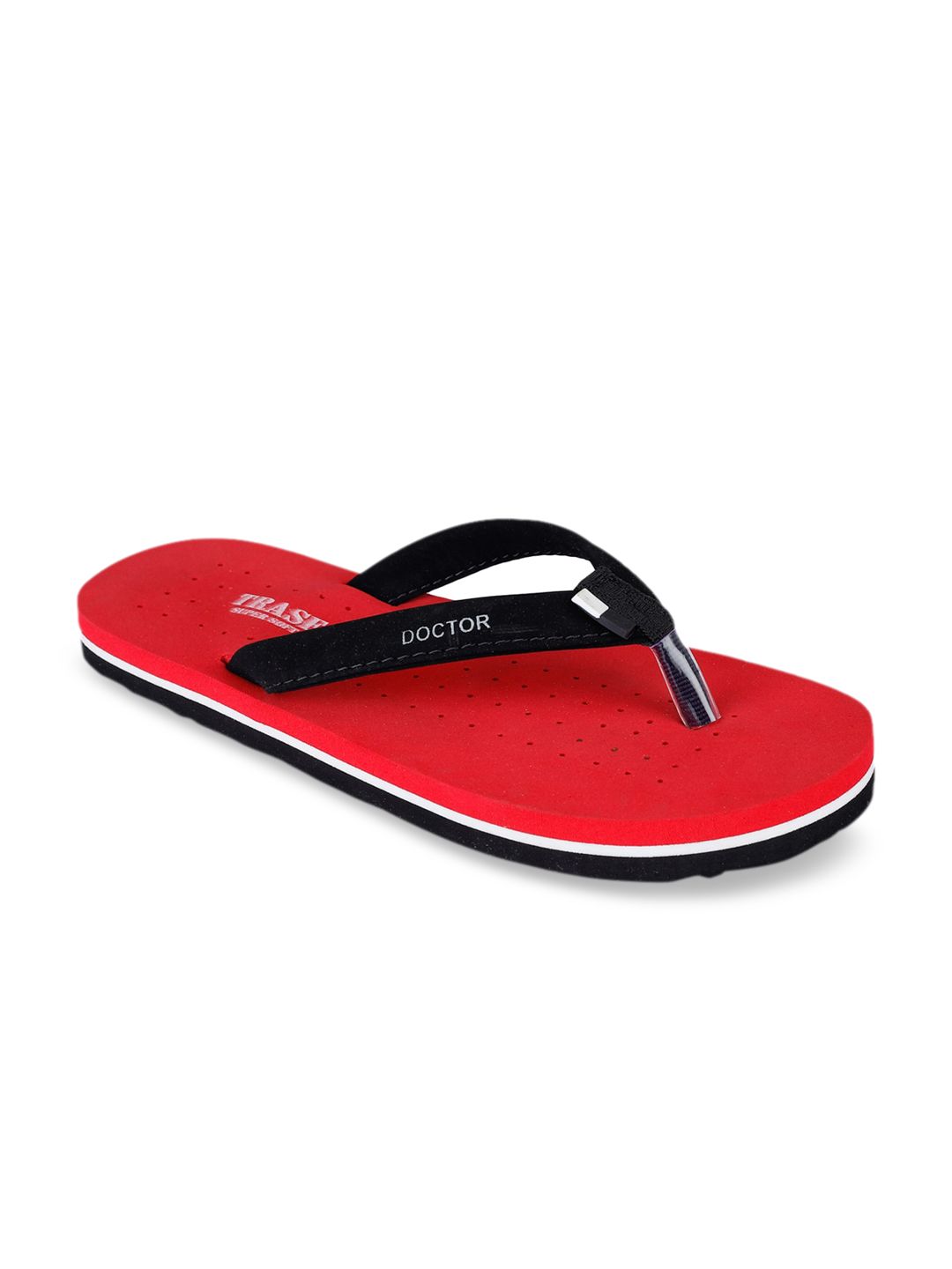 TRASE Women Black & Red Colourblocked Thong Flip-Flops Price in India