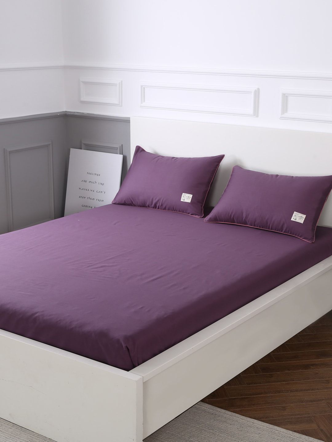 URBAN DREAM Purple Solid 210 TC Cotton 1 Queen Bedsheet with 2 Pillow Covers Price in India