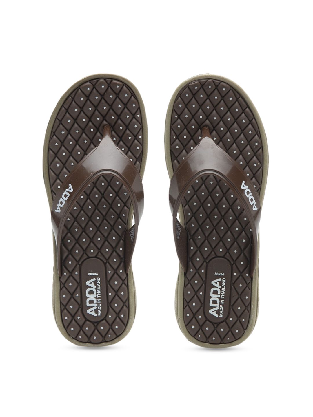 Adda Women Brown Self Design Thong Flip-Flops Price in India