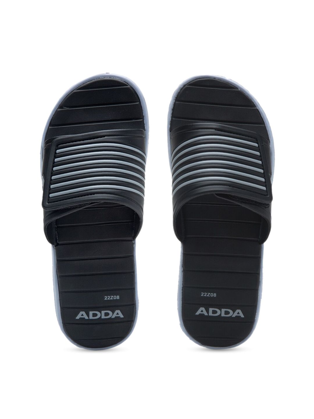 Adda Men Black & Grey Striped Sliders